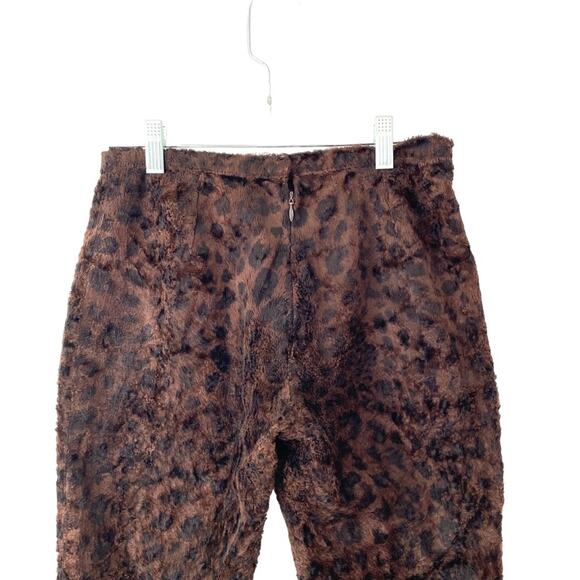 William B Brown Black Furry Leopard Animal Print Pants size 4 - Picture 4 of 8